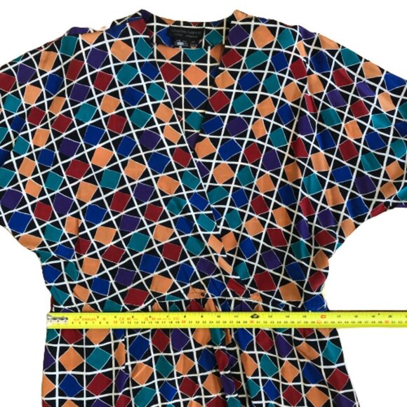 Vintage Charles Bianco 100% midi dress in geometric pattern - Picture 12 of 14